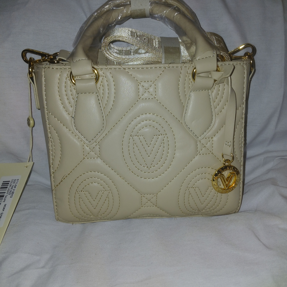 Valentino Orlandi Mini Bag with Gold Accents In Light Taupe